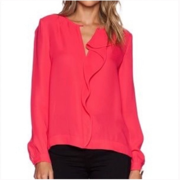 NWOT Kate Spade Log Sleeve Ruffle Blouse "Live Colourfully" / Size 2 - Picture 2 of 8